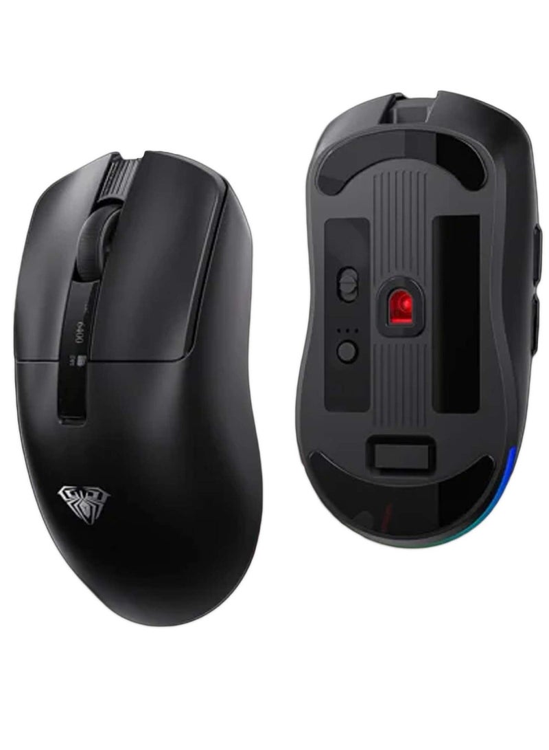 AULA SC590 PRO Wireless Gaming Mouse 2.4G + Bluetooth + Wired | 64g Lightweight Esports Mouse with 3311 Sensor Chip, RGB Lighting, Ergonomic Design, Ultra-Fast Response for PC & Laptop - Image 1