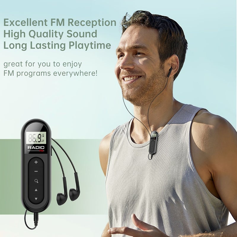 Black Portable Rechargeable FM Radio Clip for Sports and Horses - Image 2