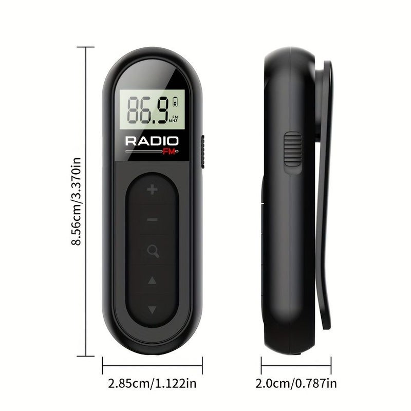 Black Portable Rechargeable FM Radio Clip for Sports and Horses - Image 3