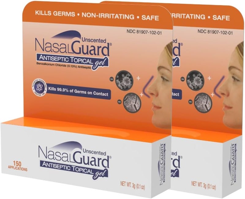 Antiseptic Topical Gel - Kills 99.9% of Germs - Patented Positive Ion Technology, Non-irritating, Safe for Daily use - Over 150 Applications Per Tube, (3 Grams) Unscented - Pack of 2