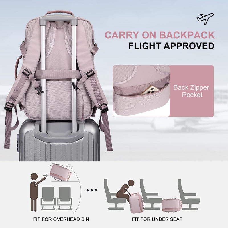 PIJUSHI Travel Backpack for Women Expandable Carry on Luggage Backpack Airline Approved TSA 16" Laptop Bag Business with USB Port(PE034 Light Purple) - Image 5