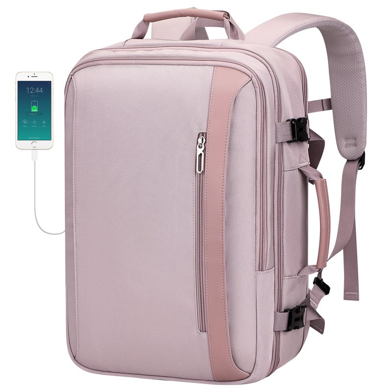 PIJUSHI Travel Backpack for Women Expandable Carry on Luggage Backpack Airline Approved TSA 16" Laptop Bag Business with USB Port(PE034 Light Purple) - Image 1
