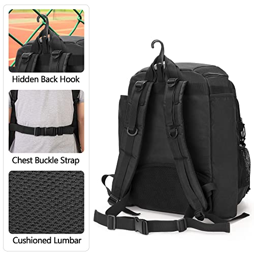 DSLEAF Baseball Backpack with 2 Bat Sleeves, Softball Bag with Vented Shoe Space and Multi Pockets for Adults (Patent Design) - Image 4