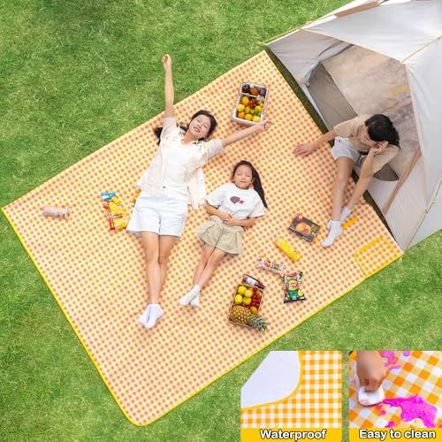 LRUUIDDE Extra Large 80"x 80" Beach Blanket, Outdoor Picnic Blankets, Waterproof Sandproof Portable Blankets, Foldable and Lightweight for Spring Summer Camping, Beach, Park - Image 3