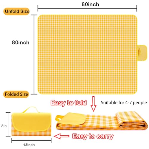 LRUUIDDE Extra Large 80"x 80" Beach Blanket, Outdoor Picnic Blankets, Waterproof Sandproof Portable Blankets, Foldable and Lightweight for Spring Summer Camping, Beach, Park - Image 5