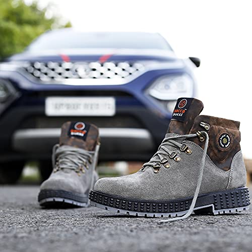 Bacca Bucci Men's Urban Suede Leather Boots Tactical Leather Boots For Motorcycle & Combat Grey, 6 UK - Image 2