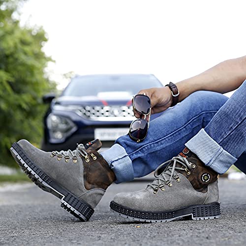 Bacca Bucci Men's Urban Suede Leather Boots Tactical Leather Boots For Motorcycle & Combat Grey, 6 UK - Image 3