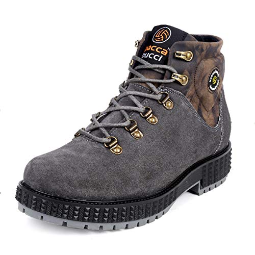 Bacca Bucci Men's Urban Suede Leather Boots Tactical Leather Boots For Motorcycle & Combat Grey, 6 UK - Image 1