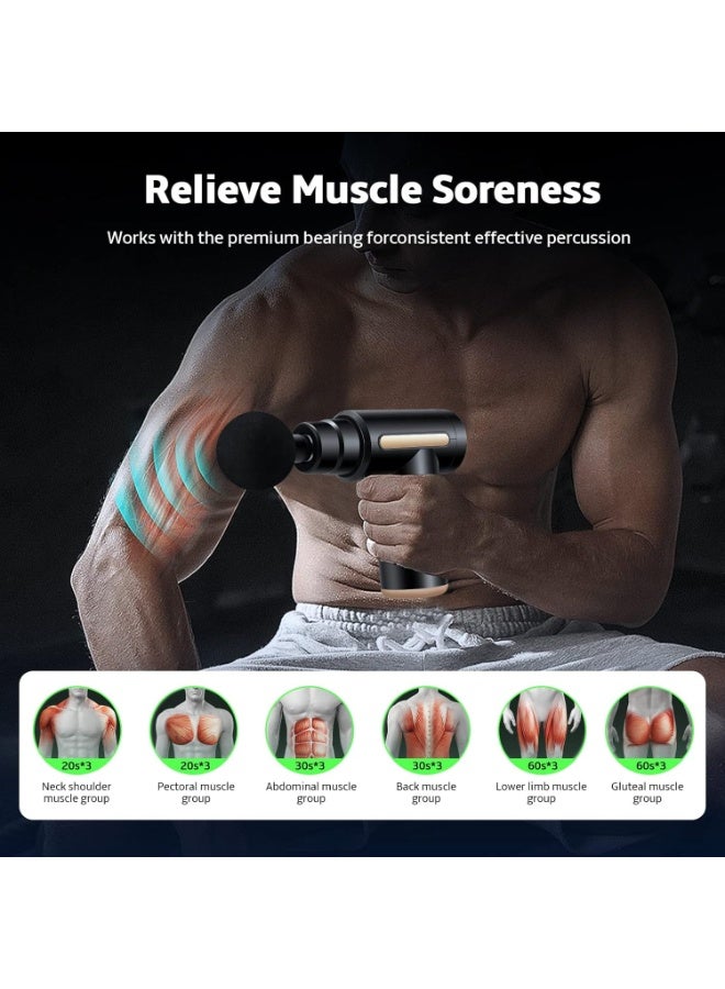 مسدس تدليك صغير للأنسجة العميقة – مدلك عضلات محمول باليد مع 4 رؤوس و6 سرعات لتخفيف الألم والاسترخاء - Image 2