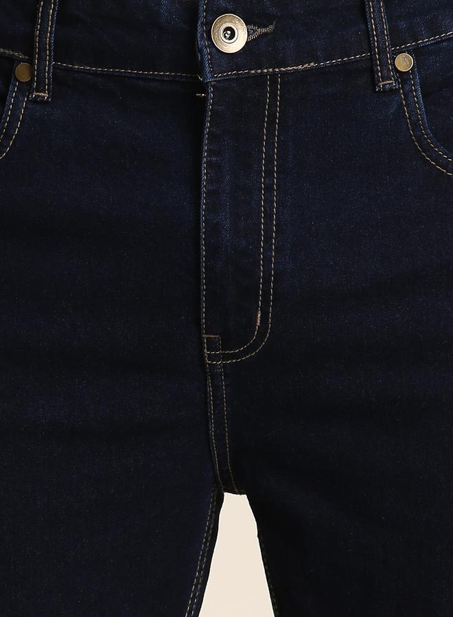 Dennis Lingo Slim Fit Dark Blue Men's Jeans with Button & Zip Closure  - Image 2