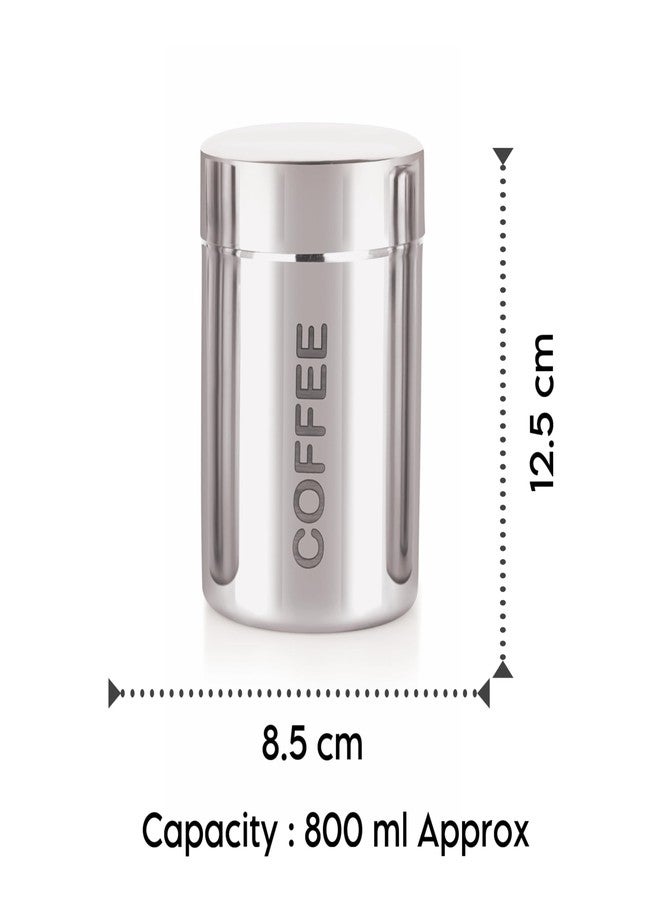 STEEPLE Stainless Steel Tea, Coffee, and Sugar Container Set Â– 800 ml Capacity Each | Durable, Rustproof, Airtight Storage Jars for Kitchen | Set of 3 Modern Canisters with Engraved Labels, Silver - Image 4
