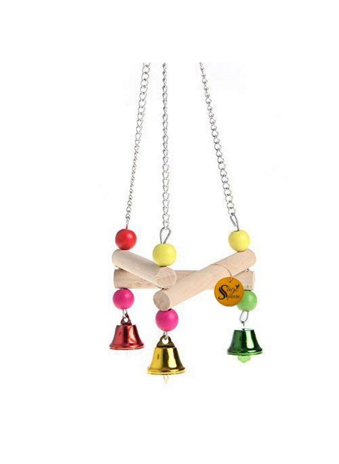 Sage Square Sage Square Natural Wood Bead Chain Swing Toy for Parrot, Budgies, Cockatiel, Lovebird, Budgerigar, Sun Conure, Finch, African Grey, Canary, Cockatoo, Macaw Birds  - Image 4