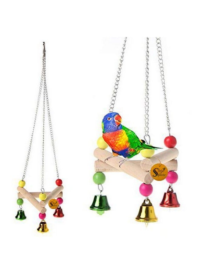 Sage Square Sage Square Natural Wood Bead Chain Swing Toy for Parrot, Budgies, Cockatiel, Lovebird, Budgerigar, Sun Conure, Finch, African Grey, Canary, Cockatoo, Macaw Birds  - Image 1