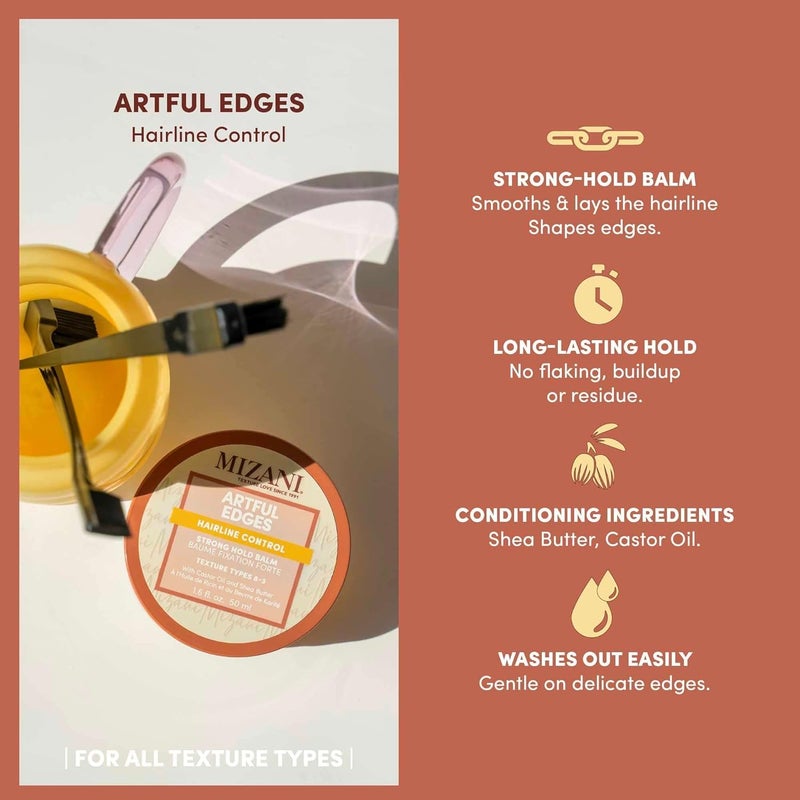 Mizani Artful Edges Edge Control Gel - Flake-Free With No Buildup, Keeps Sleek Styles in Place and Strong Hold, With Castor Oil & Shea Butter - Image 2