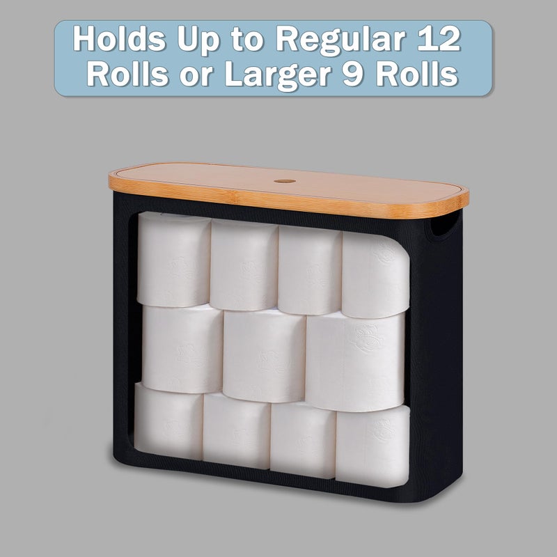 efluky Toilet Paper Storage, Toilet Paper Basket with Lid, Bathroom Storage Organizer, Free Standing Holder Up to 9 Mega Rolls, Black - Image 5