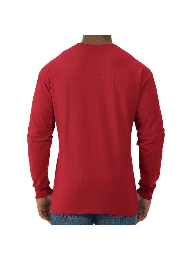 Jerzees Men's Dri-Power Cotton Blend Long Sleeve Tees, Moisture Wicking, Odor Protection, UPF 30+, Sizes S-3X, True Red, Large - Image 2