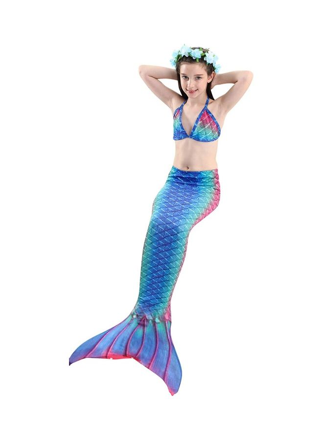 4-Piece Mermaid Themed Swimming Costume Set 150cm - Image 2