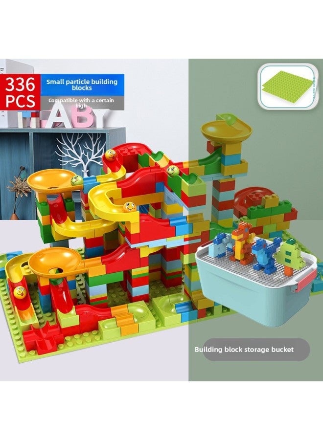 # Variables Slide Building Blocks Table Assembled Toys Puzzle 3 To 6 Years Old Boy Child Size Granular Ball Rail-Color:Storage Bucket | Slide Building Blocks | 336 Particles + 2 Base Plates + 8 Balls  - Image 1