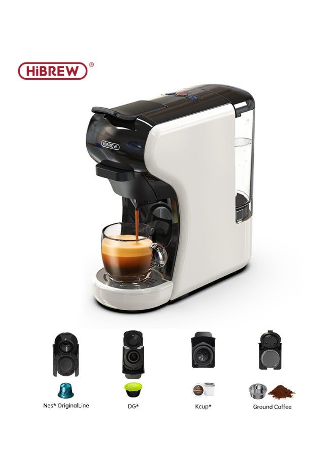HiBREW 4 in 1 Multifunction Espresso Coffee Machine Hot and Cold Brew Capsule Espresso Maker For Nespresso Ground Coffee K cup H1A White - Image 1