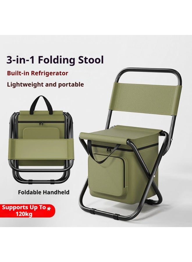 SISGL Outdoor Portable Camping Chair, Lightweight Folding Camping Chair, Heavy Duty Support 120KG, High Back Padded Lawn Chair With 10L Large Capacity Insulation Storage Bag - Image 1