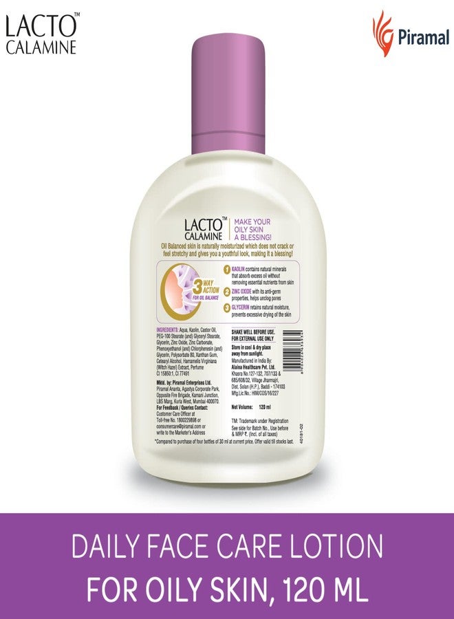 Lacto Calamine Face Lotion for Oil Balance - Oily Skin - 120 ml & Lacto Calamine Aloe Vera Gel with 99% Pure Natural Aloe Vera, Vitamin E and Glycerin - 150 g - Pack of 1 - Image 2