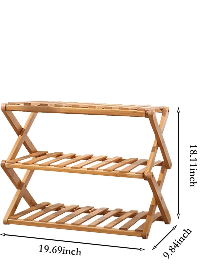 ميكسد 3 رافعة أحذية من الطبقات متعددة الطبقات قابلة للطي رافعة تنظيم أحذية الخيزران رصيف أحذية دائم مجاني للتخزين متعدد الوظائف