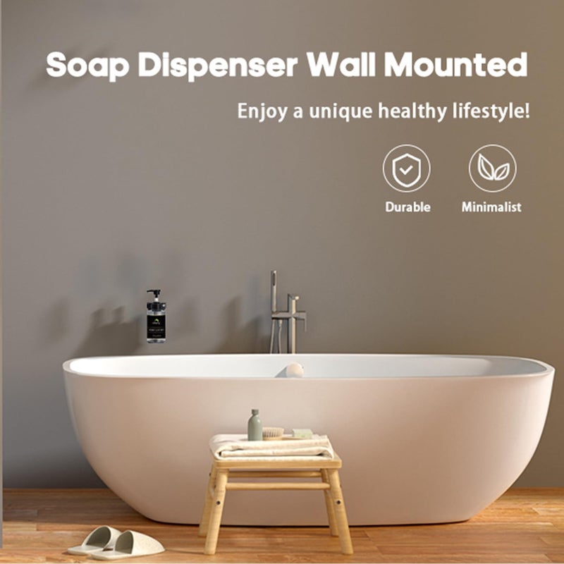 DOLPHY موزع سائل الصابون المثبت على الحائط دولفي | لغسل اليدين، الشامبو، البلسم وجل الاستحمام للحمام/الحوض/مغسلة المطبخ - 300 مل - Image 4