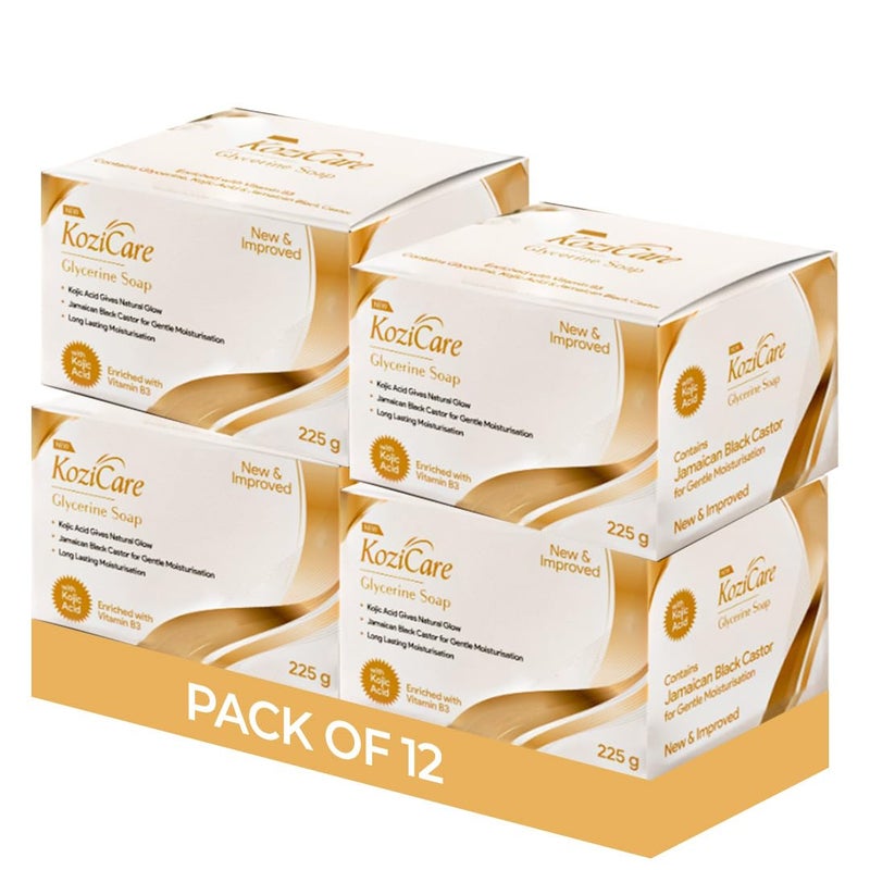 Kozicare Glycerin Soap  Kojic acid skin whitening soap  With goodness of Black Castor Bath Soap for Healthy Radiant Complexion  Both for Men  Women Pack of 12 - Image 1