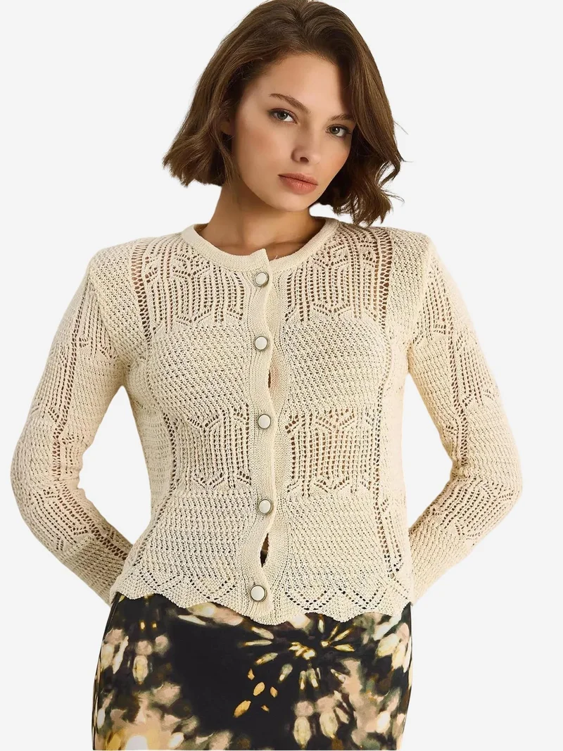 LUCCI Thin Knit Cardigan with Button Closure
