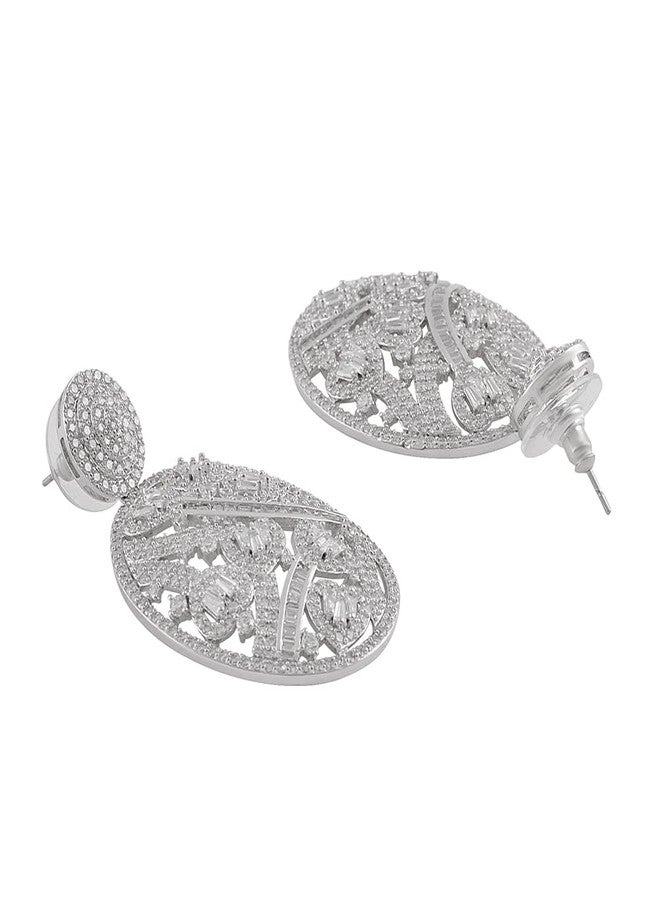 Shaze Silver Rhodium-Plated Cubic Zirconia Candy Gloss Drop Earrings For Women - Image 4