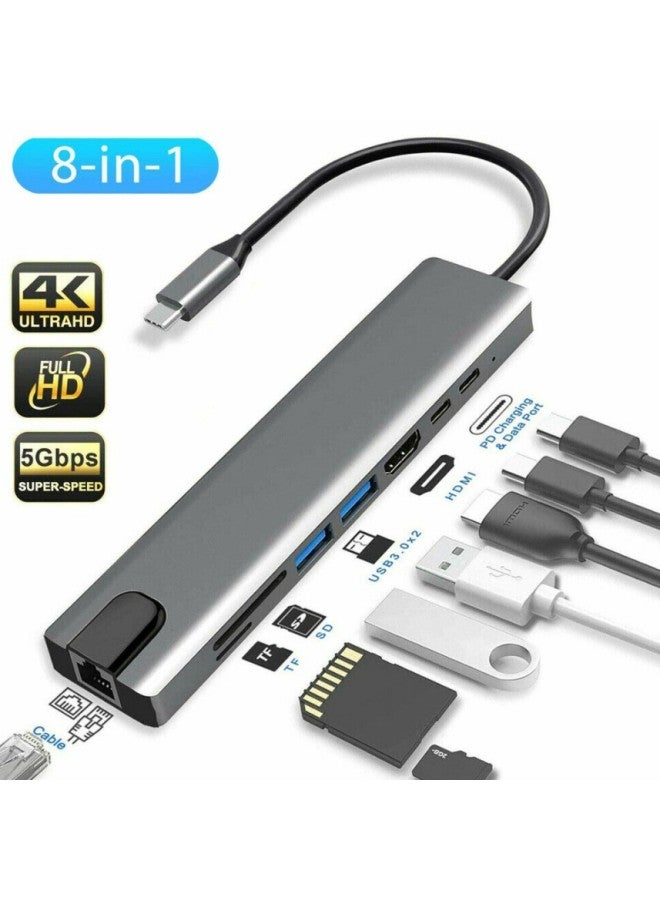 Type-c To Hdmi Rj45 Pd 8-in-1 Docking Station Type-c Hub Usb Expansion Dock Digital Computer Accessories-Number Of Interfaces:Blue Box  - Image 4