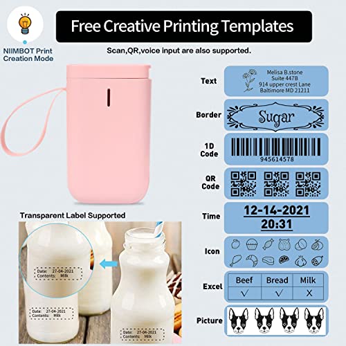 RIITEK D11 Thermal Label Printer Machine; USB Rechargeable Inkless Bluetooth Label Maker for Picture, Label, Memo, Receipt, Printing; iOS & Android Compatible (Pink)(1 Year Warranty) - Image 3