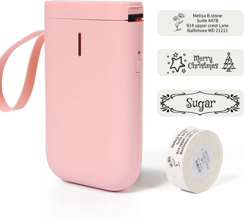RIITEK D11 Thermal Label Printer Machine; USB Rechargeable Inkless Bluetooth Label Maker for Picture, Label, Memo, Receipt, Printing; iOS & Android Compatible (Pink)(1 Year Warranty) - Image 1