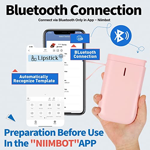 RIITEK D11 Thermal Label Printer Machine; USB Rechargeable Inkless Bluetooth Label Maker for Picture, Label, Memo, Receipt, Printing; iOS & Android Compatible (Pink)(1 Year Warranty) - Image 2