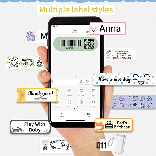 RIITEK D11 Thermal Label Printer Machine; USB Rechargeable Inkless Bluetooth Label Maker for Picture, Label, Memo, Receipt, Printing; iOS & Android Compatible (Pink)(1 Year Warranty) - Image 4