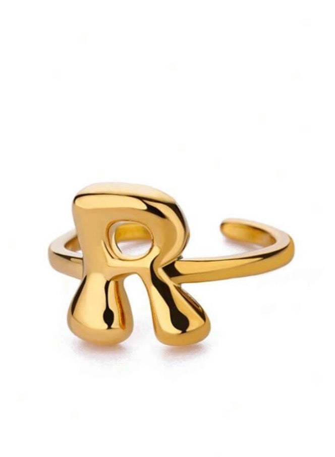 إيكوال خاتم نسائي من الاستانلس ستيل مطلي باللون الذهبي بمقاس موحد - Image 2