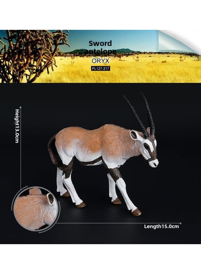 Realistic Wild Animal Deer Models Gazelle Plum Blossom Deer Tame Solid Static Children's Animal Toy Set-Color:PL127-217 Sword Antelope - Image 1