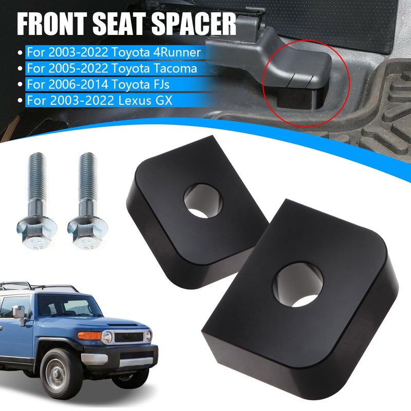 Generic URLWALL 1'' Seat Spacer Lifting Rear of Front Seats, Adjustable Driver Passanger Seat Riser Lift Seat Recline Kit for 2005-2022 Toyota Tacoma, 2003-2022 4Runner, 2007-2014 FJ Cruiser, Lexus GX (Black)  - Image 2
