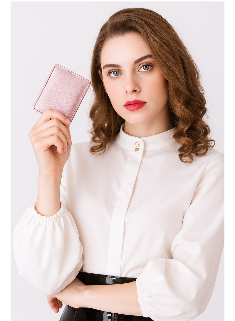 Selecta Now Premium 100% Genuine Sheep Leather Wallet for Women Soft Metallic Baby Pink Leather ID Card & Credit Card Slots Fashionable Ladies Wallet - Image 1