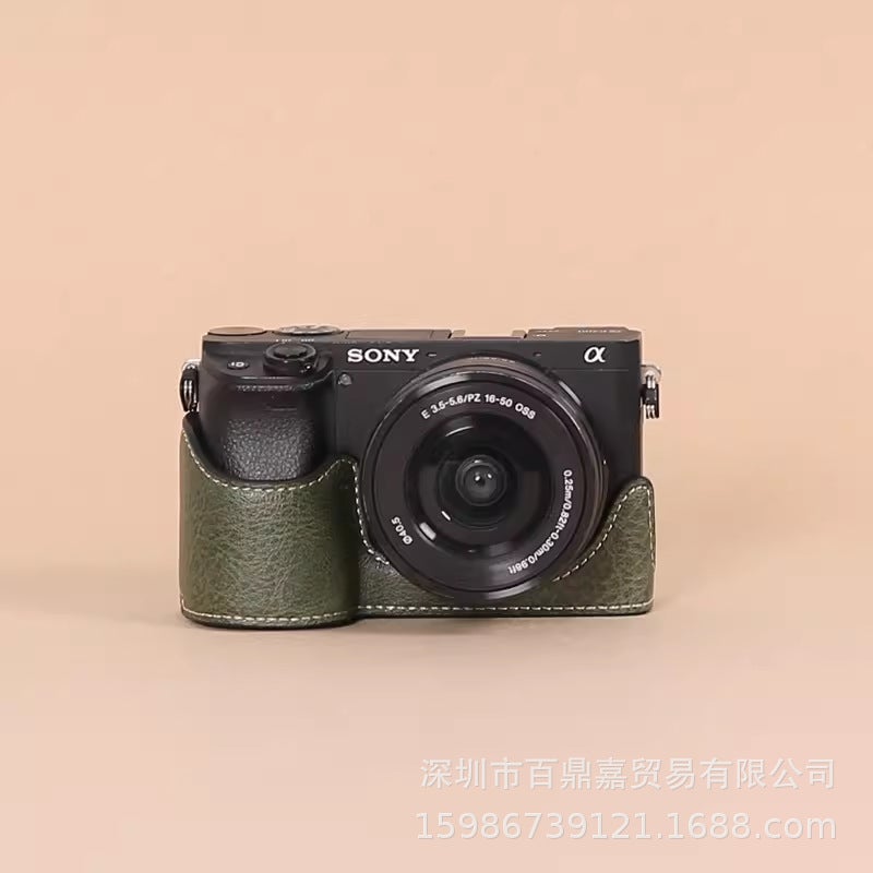 Sony A6400 Camera Leather Half Case Cover Green 
