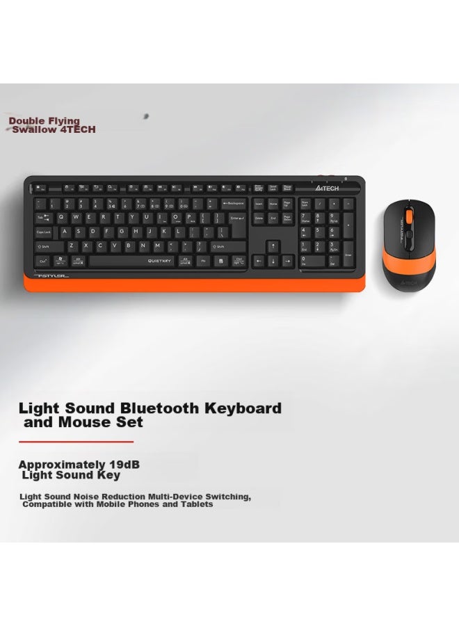 A4tech Fb1010q 104-key Wireless/bluetooth Multi-mode Keyboard And Mouse Set, Quiet Laptop Office Typing Membrane Keyboard And Mouse Combo, Vibrant Orange - Image 1