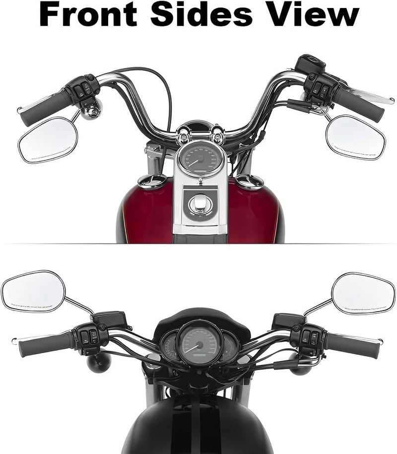 VPZMT Harley 8mm Teardrop Rearview Mirrors for Harley Davidson Touring Sportster XL883 1200 - Silver - Image 5