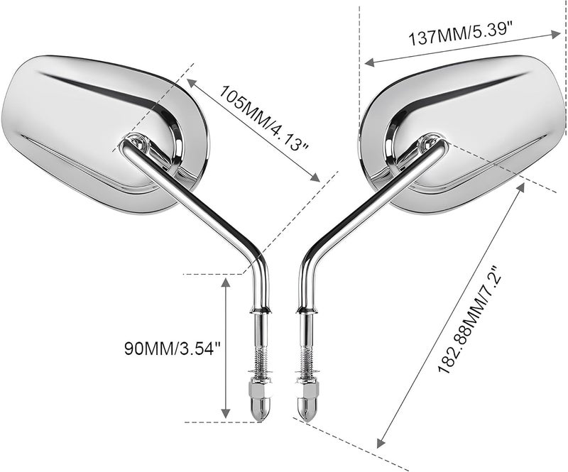 VPZMT Harley 8mm Teardrop Rearview Mirrors for Harley Davidson Touring Sportster XL883 1200 - Silver - Image 2