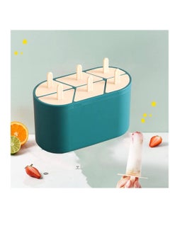 Ice Popsicle Molds, Homemade Pop Maker, 6 Slots Silicone Molds Reusable DIY Cream Oval Sticks Milk Fruit (GREEN)
