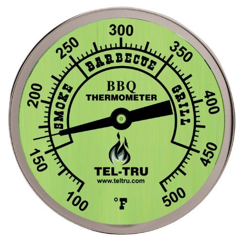 Tel-Tru BQ300 Barbecue Thermometer, 3 inch Glow dial with Zones, 4 inch stem, 100/500 Degrees F - Image 1