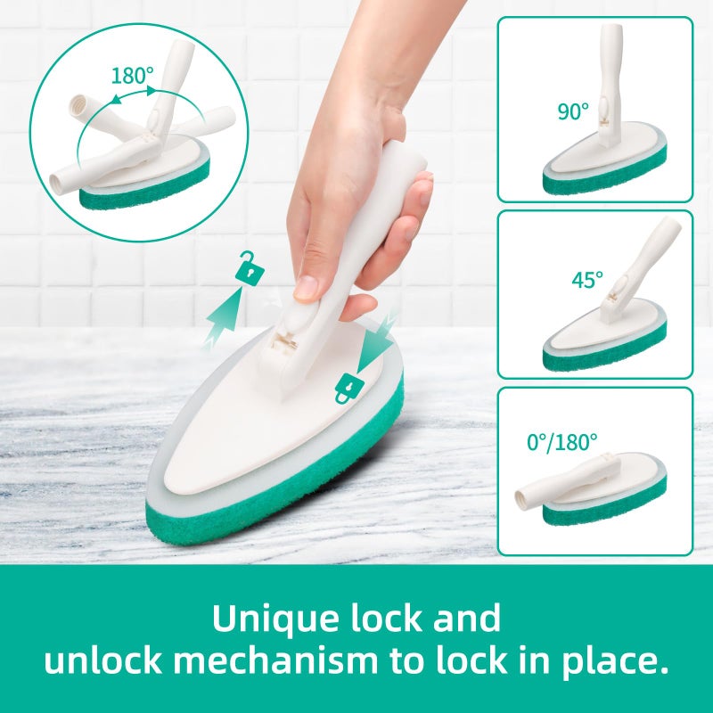 Qaestfy 4-in-1 Tub and Tile Shower Scrubber, 51'' Bathtub Cleaning Brush with Long Handle, Soft & Stiff Bristles Bathroom Scrub Brush, Non-Scratch Shower Cleaner Brush for Cleaning - Image 4
