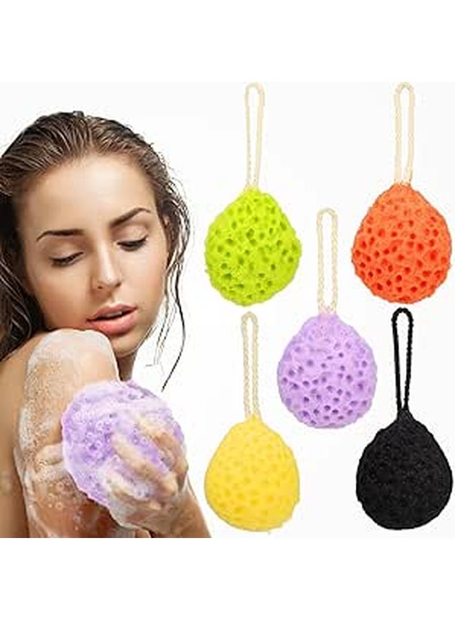 5 Colorful Shower Sponge Loofah Bath Scrubber Mesh Pouf Body Exfoliating Spa - Image 1