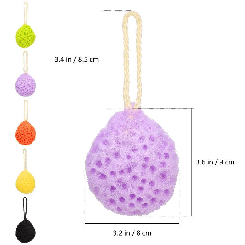 5 Colorful Shower Sponge Loofah Bath Scrubber Mesh Pouf Body Exfoliating Spa - Image 3