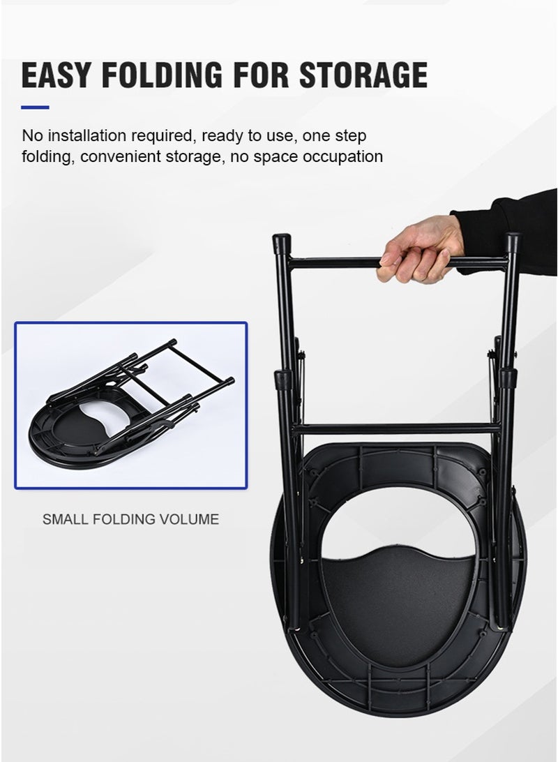 TAPIT Folding Toilet Chair with Backrest for Elderly People, Portable Toilet for Camping, Portable Toilet Seat, Folding Toilet Seat for Adult, Car Toilet, Travel Toilet for Travel Hiking Tent Boat Emergency (Black) - Image 5