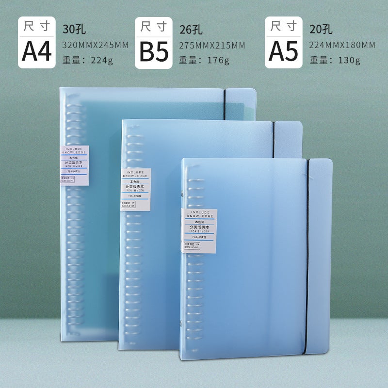 A4B5A5 Removable Metal Ring Binder Case Pp Frosted Folder 9/20/26/30 Holes Printable Logo - Image 1